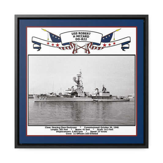 USS Robert H Mccard DD-822 Navy Floating Frame Photo Front View