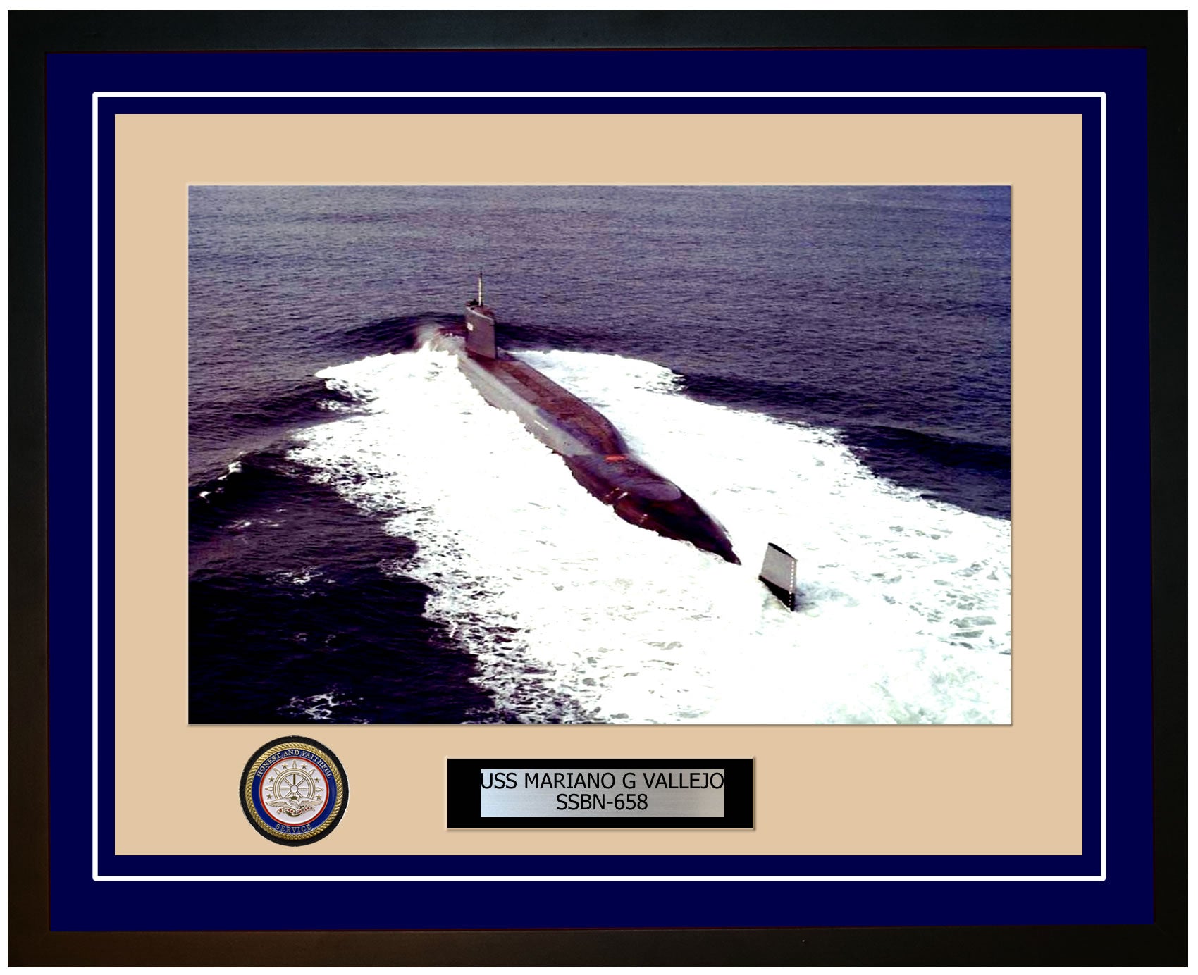 USS Mariano G Vallejo SSBN658 Framed Navy Ship Photo Burgundy