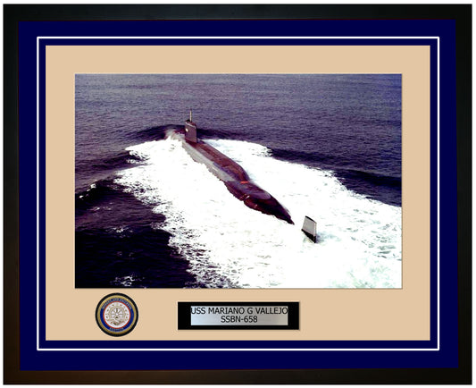 USS Mariano G Vallejo SSBN-658 Framed Navy Ship Photo Blue