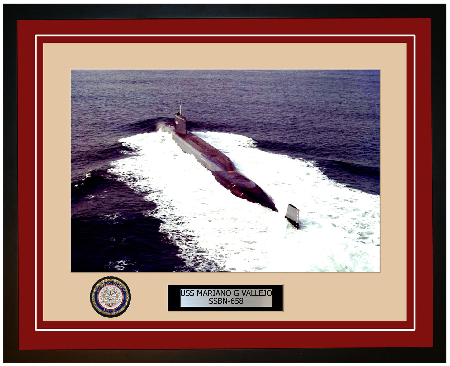 USS Mariano G Vallejo SSBN-658 Framed Navy Ship Photo Burgundy
