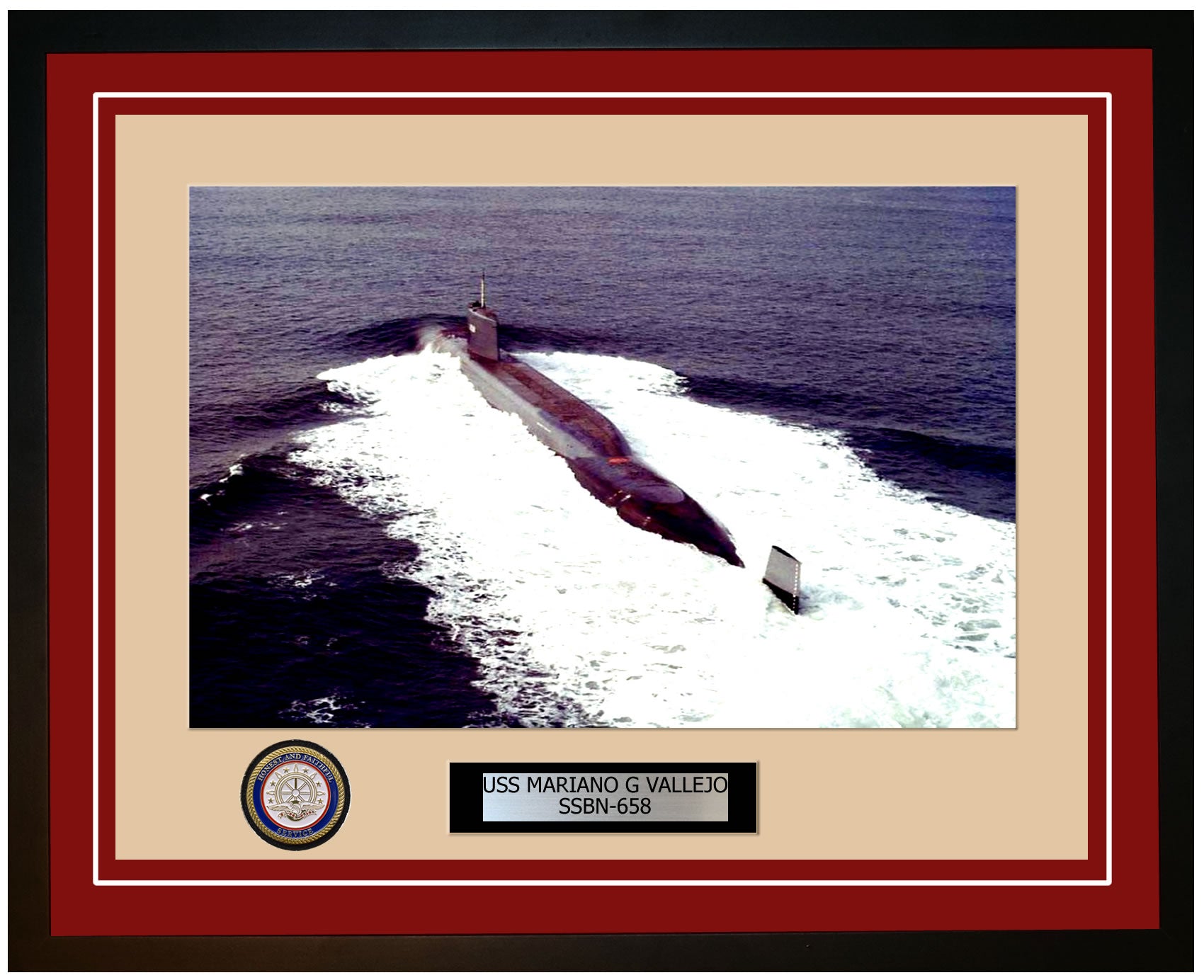USS Mariano G Vallejo SSBN-658 Framed Navy Ship Photo Burgundy