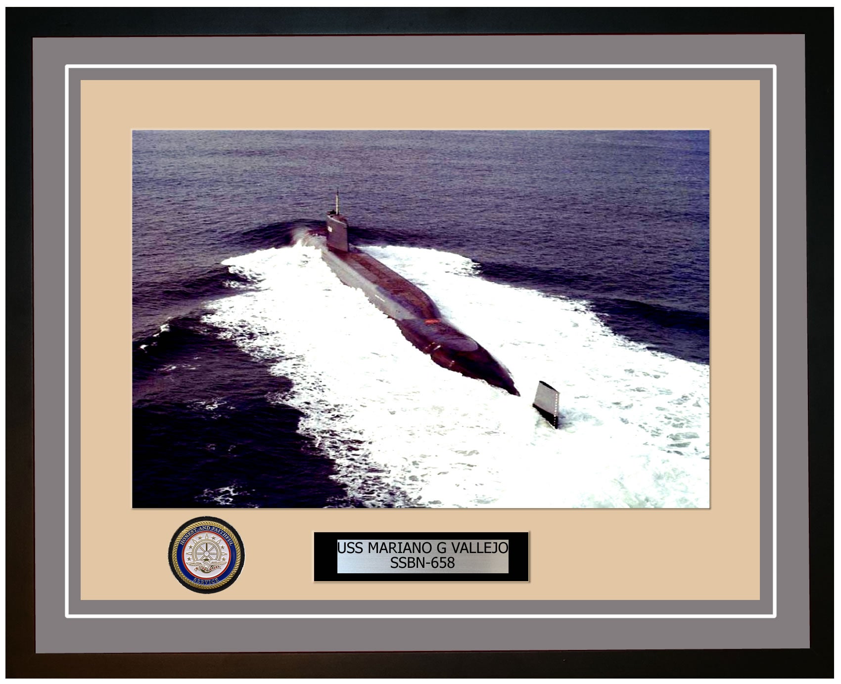 USS Mariano G Vallejo SSBN-658 Framed Navy Ship Photo Grey