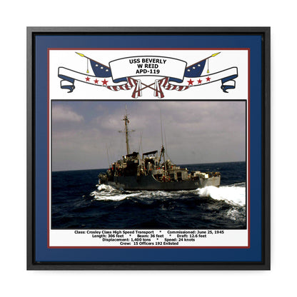 USS Beverly W Reid APD-119 Navy Floating Frame Photo Front View