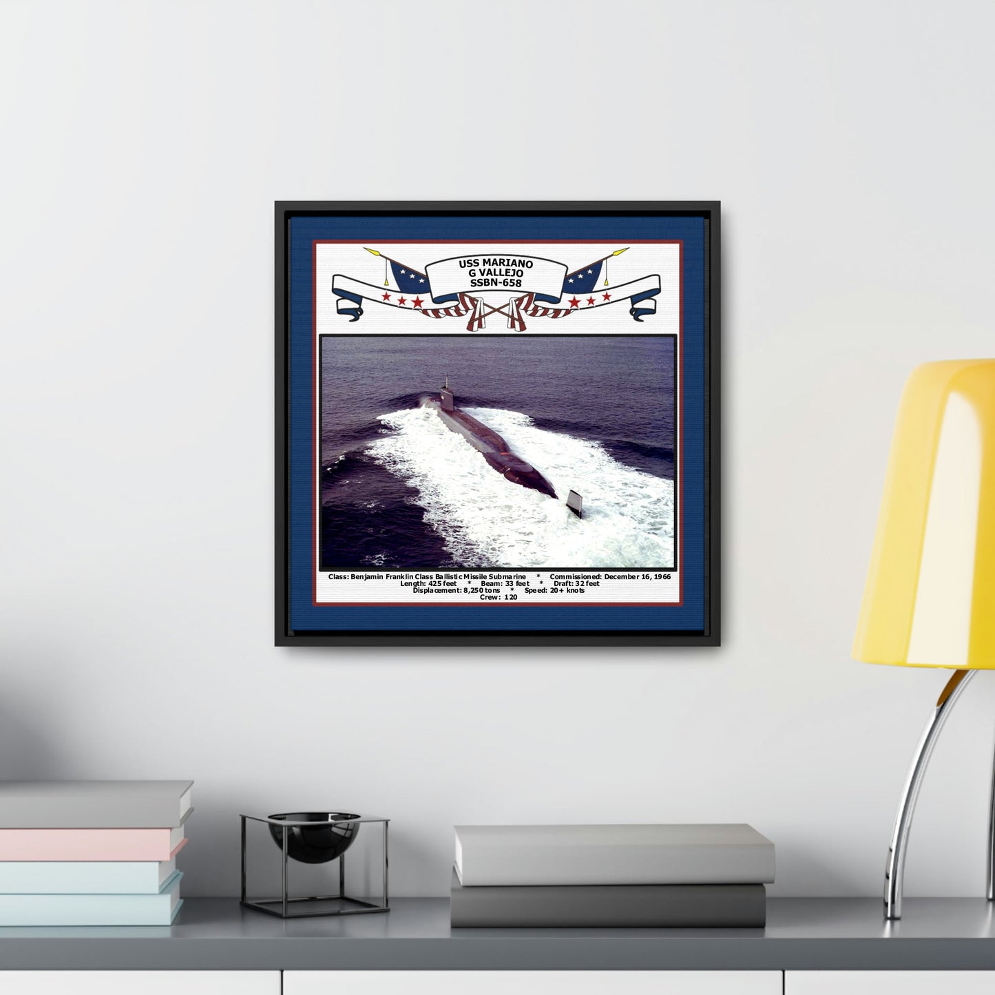 USS Mariano G Vallejo SSBN-658 Navy Floating Frame Photo Desk View