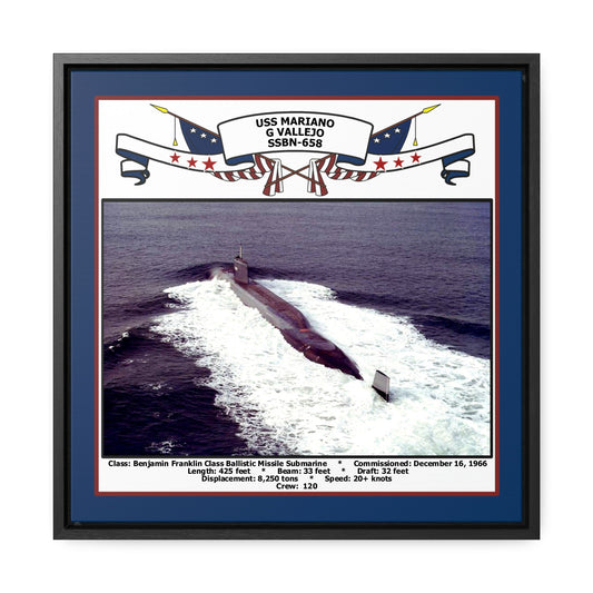USS Mariano G Vallejo SSBN-658 Navy Floating Frame Photo Front View