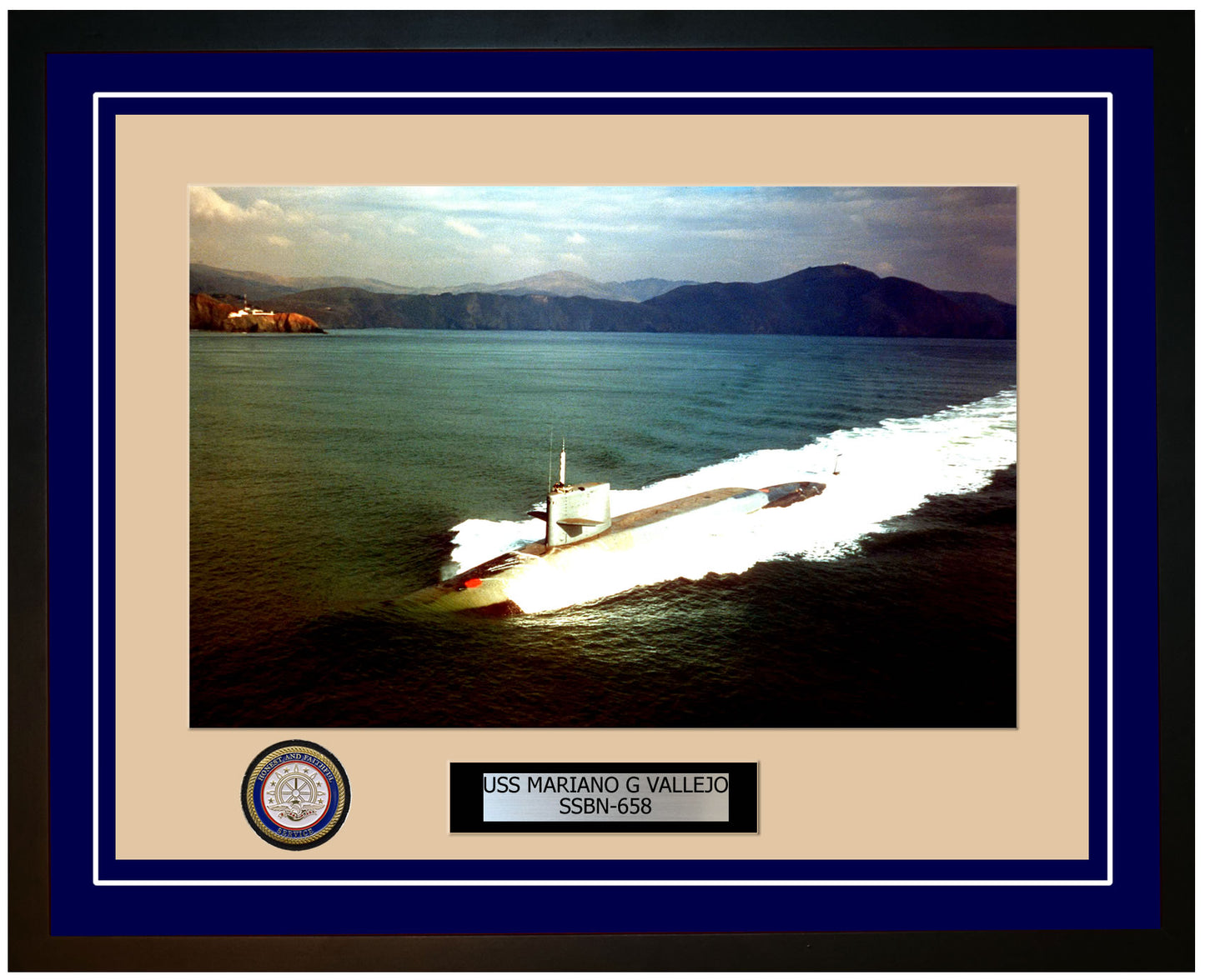 USS Mariano G Vallejo SSBN-658 Framed Navy Ship Photo Blue