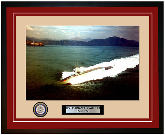 USS Mariano G Vallejo SSBN-658 Framed Navy Ship Photo Burgundy