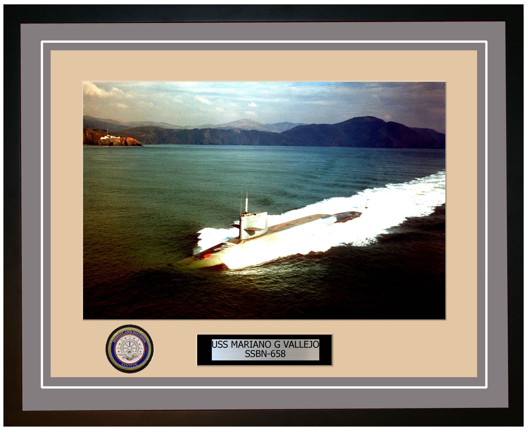 USS Mariano G Vallejo SSBN-658 Framed Navy Ship Photo Grey