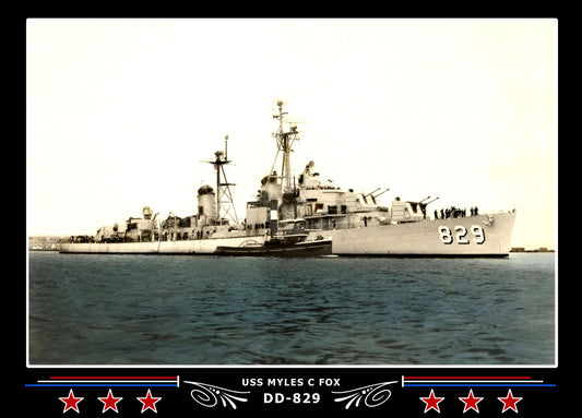 USS Myles C Fox DD-829 Canvas Photo Print