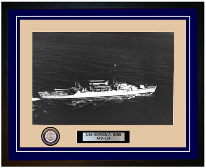 USS Horace A. Bass APD-124 Framed Navy Ship Photo Blue