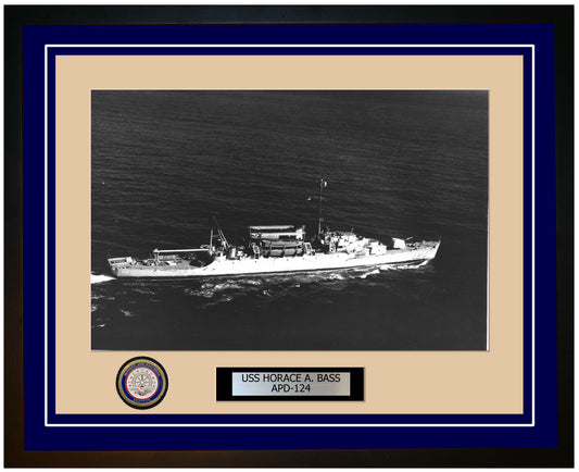 USS Horace A. Bass APD-124 Framed Navy Ship Photo Blue