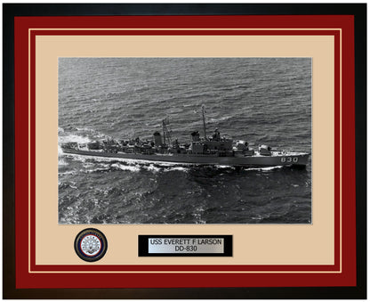 USS EVERETT F LARSON DD-830 Framed Navy Ship Photo Burgundy