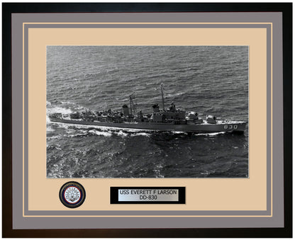 USS EVERETT F LARSON DD-830 Framed Navy Ship Photo Grey
