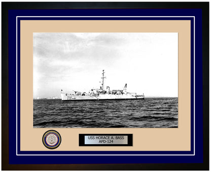 USS Horace A. Bass APD-124 Framed Navy Ship Photo Blue