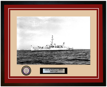USS Horace A. Bass APD-124 Framed Navy Ship Photo Burgundy