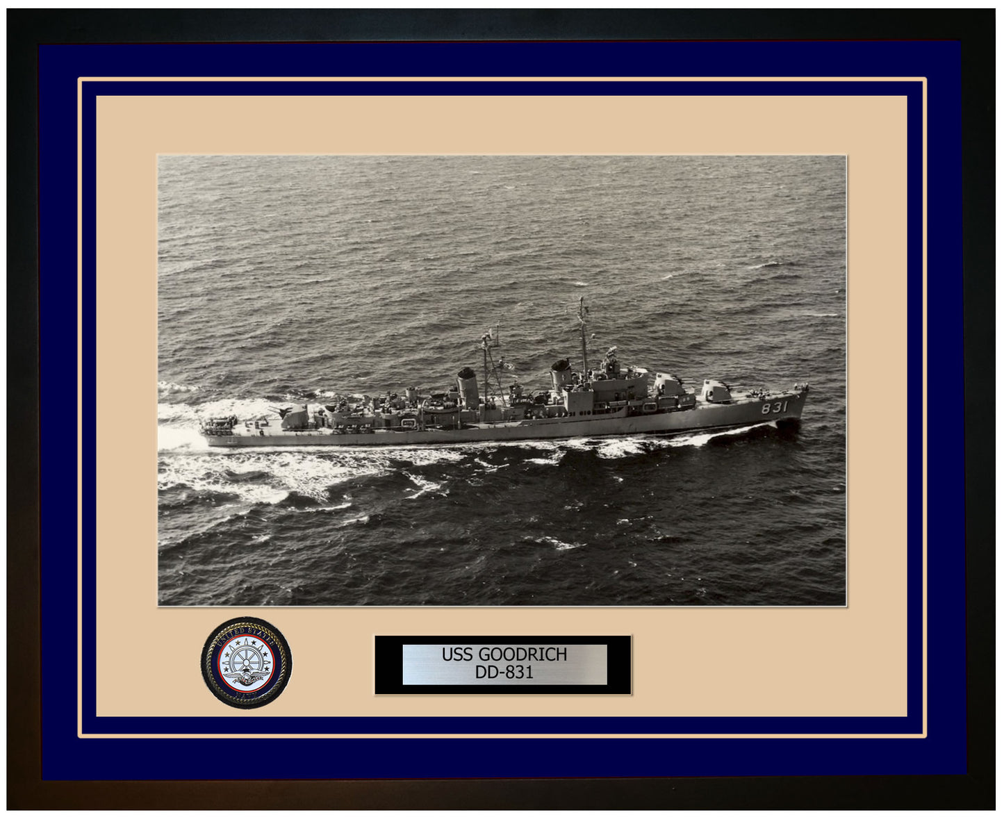 USS GOODRICH DD-831 Framed Navy Ship Photo Blue