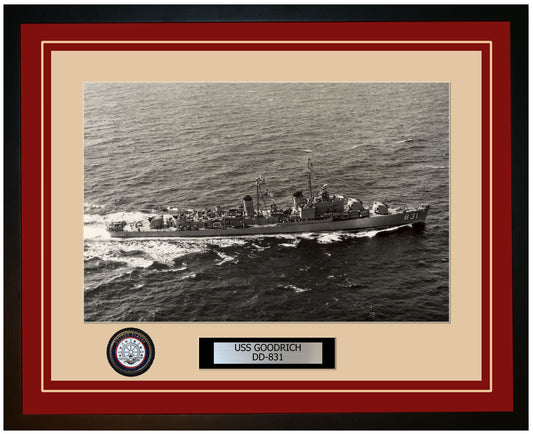 USS GOODRICH DD-831 Framed Navy Ship Photo Burgundy