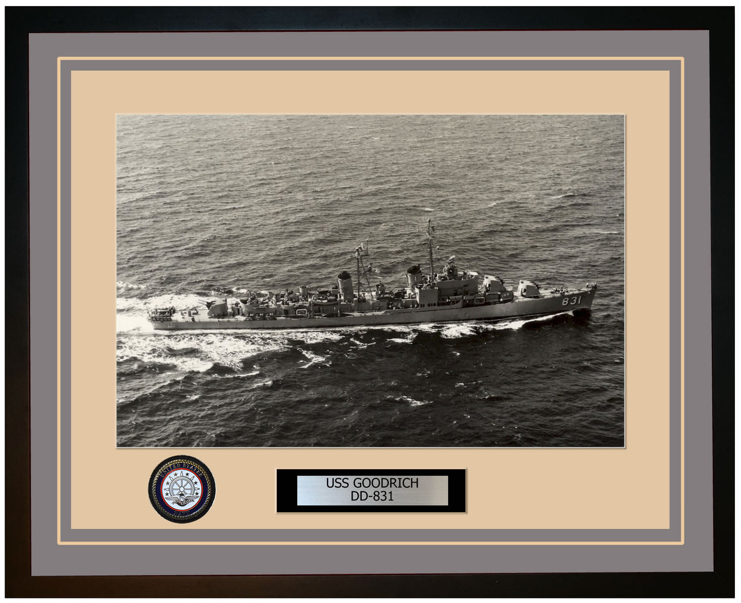 USS GOODRICH DD-831 Framed Navy Ship Photo Grey