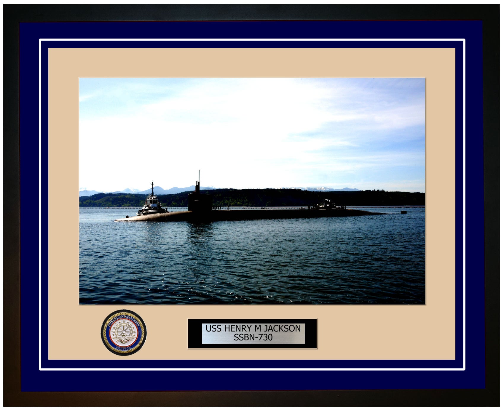 USS Henry M Jackson SSBN-730 Framed Navy Ship Photo Blue