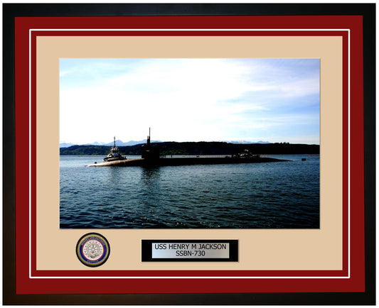 USS Henry M Jackson SSBN-730 Framed Navy Ship Photo Burgundy