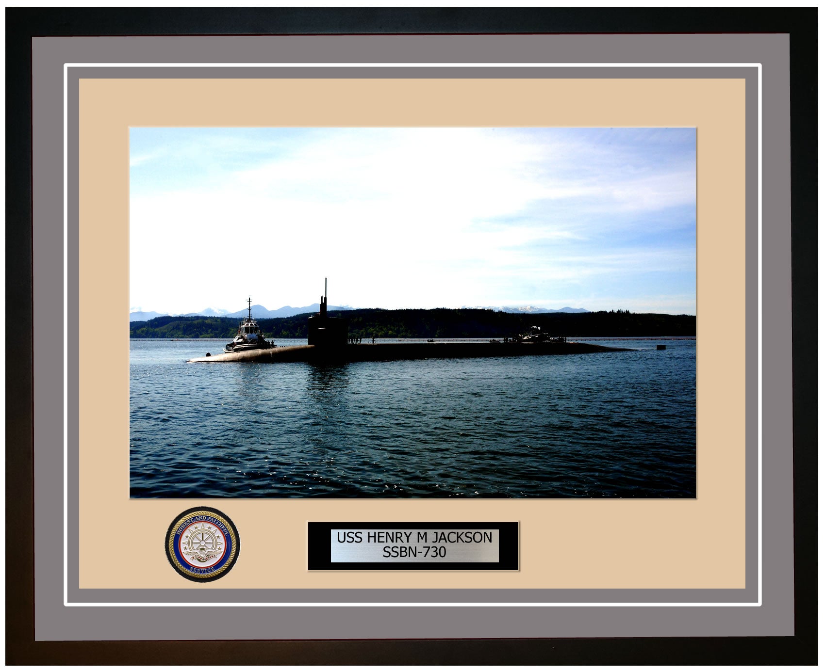 USS Henry M Jackson SSBN-730 Framed Navy Ship Photo Grey