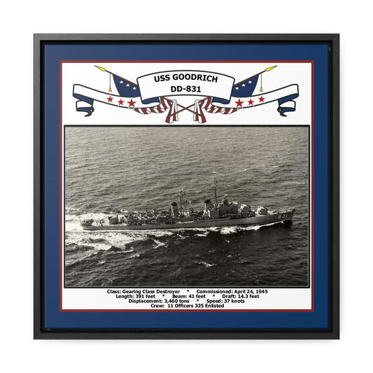 USS Goodrich DD-831 Navy Floating Frame Photo Front View