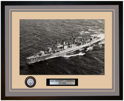 USS HERBERT J THOMAS DD-833 Framed Navy Ship Photo Grey