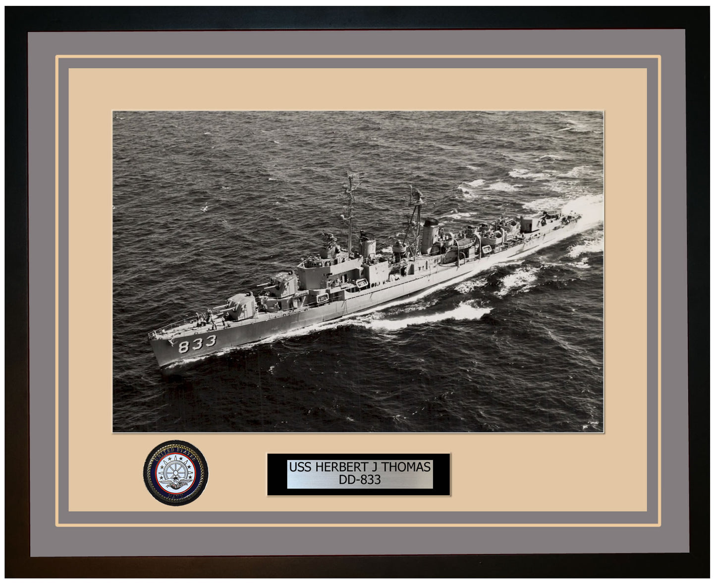 USS HERBERT J THOMAS DD-833 Framed Navy Ship Photo Grey