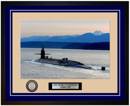 USS Henry M Jackson SSBN-730 Framed Navy Ship Photo Blue