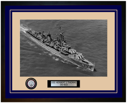 USS HERBERT J THOMAS DD-833 Framed Navy Ship Photo Blue