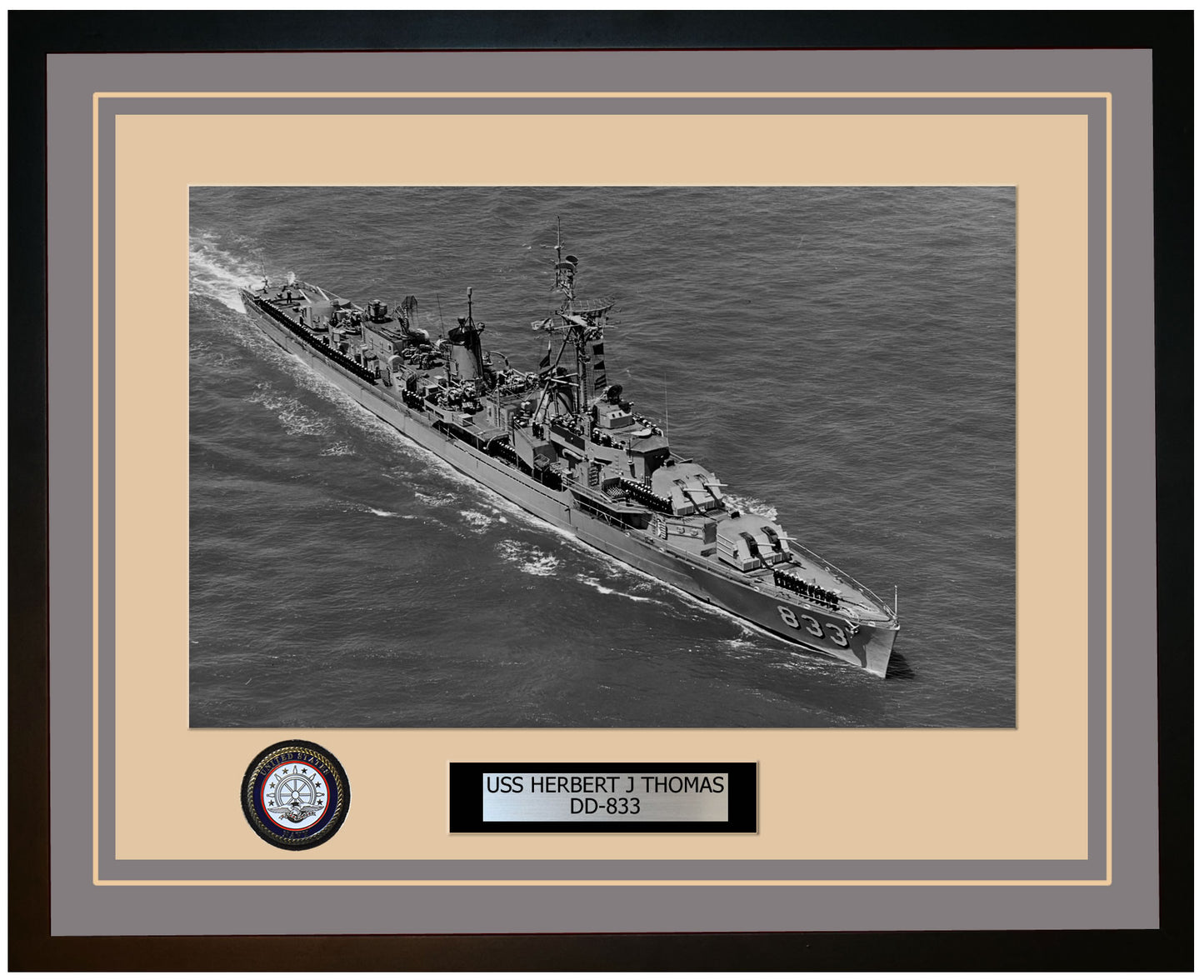 USS HERBERT J THOMAS DD-833 Framed Navy Ship Photo Grey