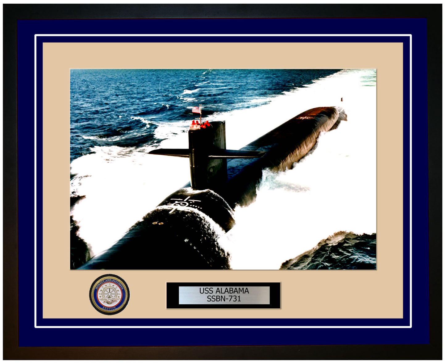 USS Alabama SSBN-731 Framed Navy Ship Photo Blue