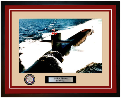 USS Alabama SSBN-731 Framed Navy Ship Photo Burgundy
