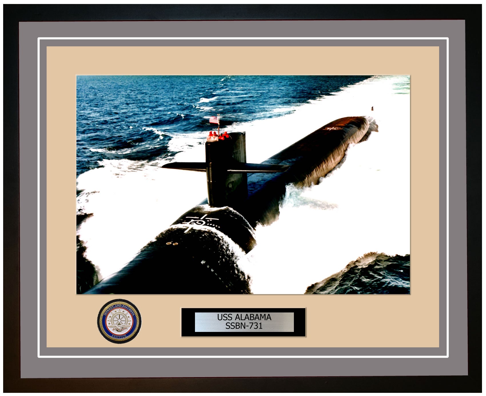 USS Alabama SSBN-731 Framed Navy Ship Photo Grey