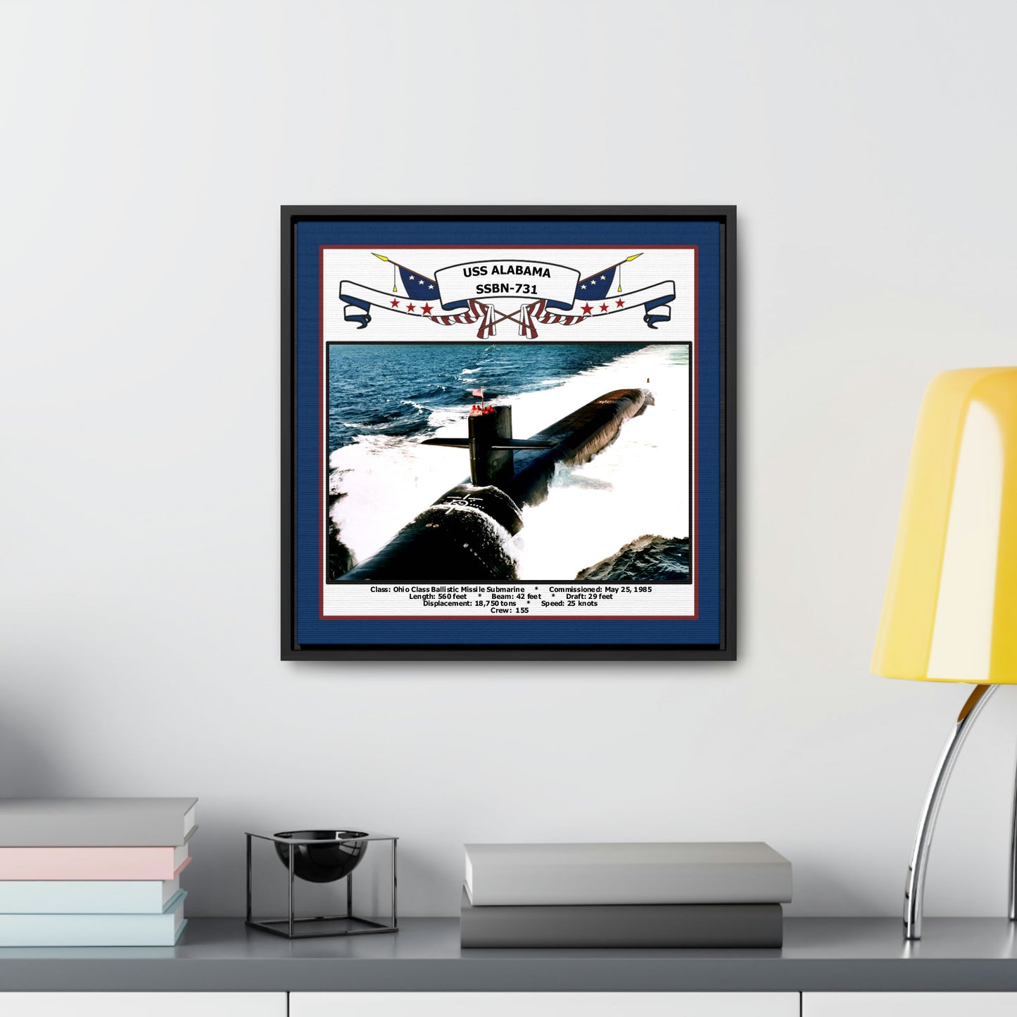 USS Alabama SSBN-731 Navy Floating Frame Photo Desk View