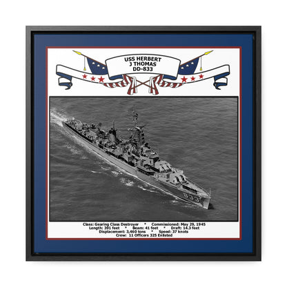 USS Herbert J Thomas DD-833 Navy Floating Frame Photo Front View