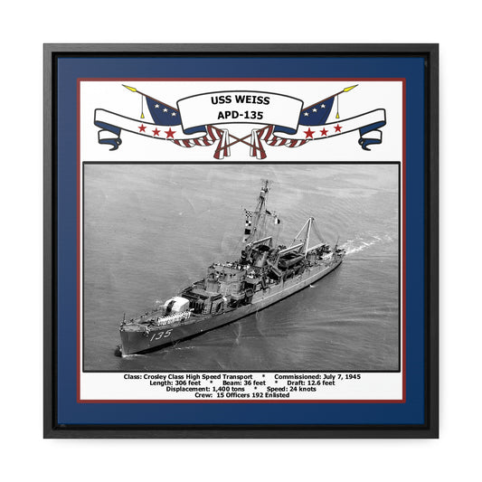 USS Weiss APD-135 Navy Floating Frame Photo Front View
