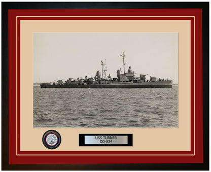 USS TURNER DD-834 Framed Navy Ship Photo Burgundy