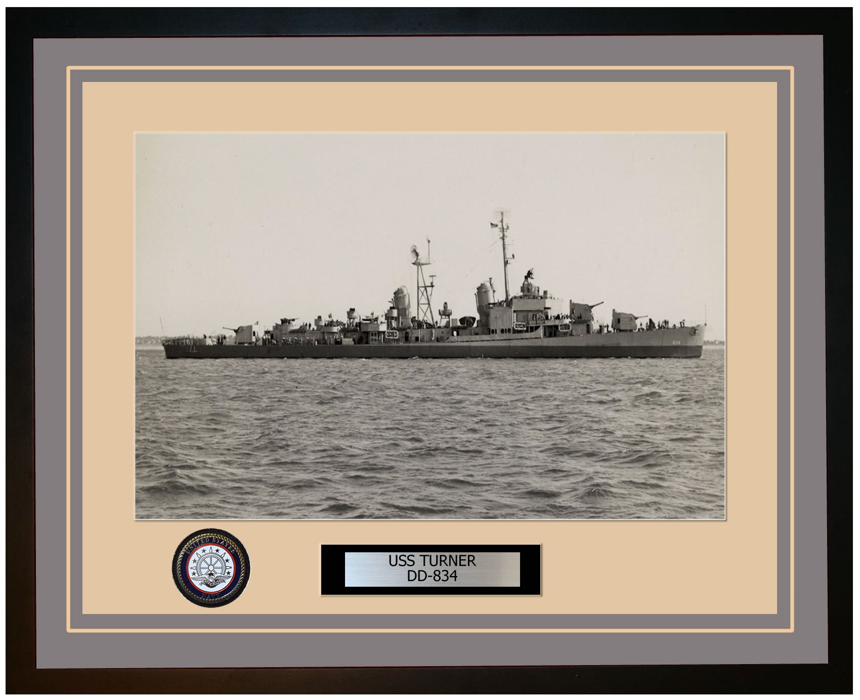 USS TURNER DD-834 Framed Navy Ship Photo Grey