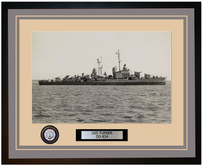 USS TURNER DD-834 Framed Navy Ship Photo Grey