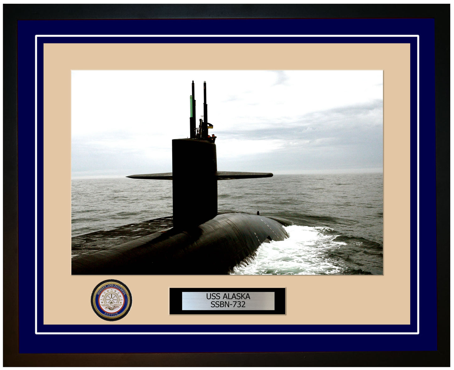 USS Alaska SSBN-732 Framed Navy Ship Photo Blue