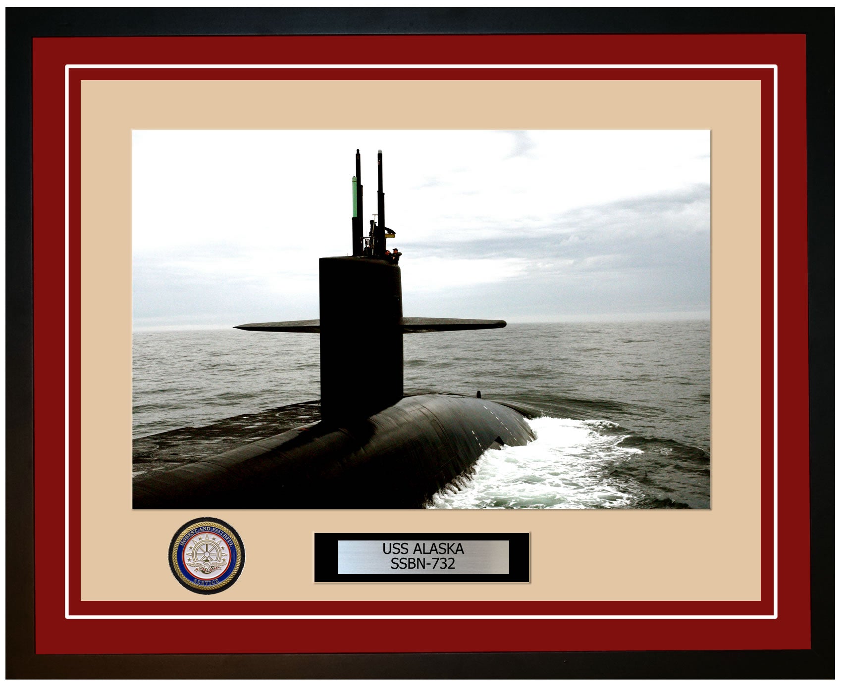 USS Alaska SSBN-732 Framed Navy Ship Photo Burgundy