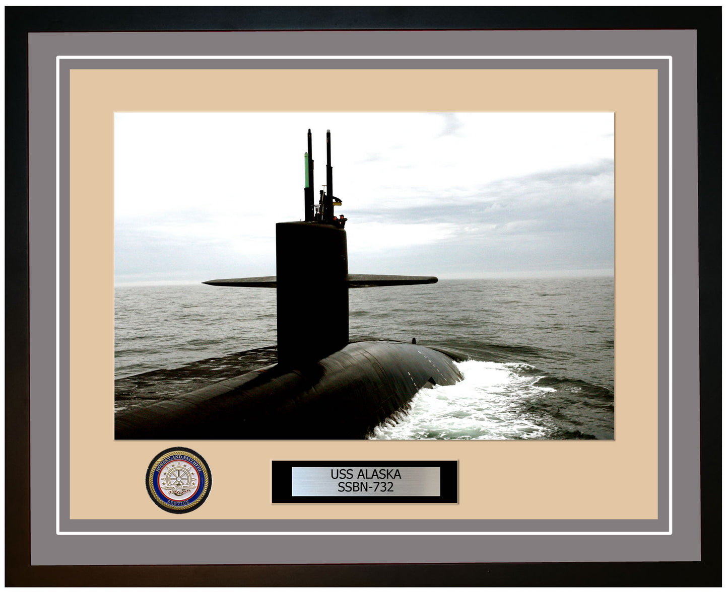 USS Alaska SSBN-732 Framed Navy Ship Photo Grey
