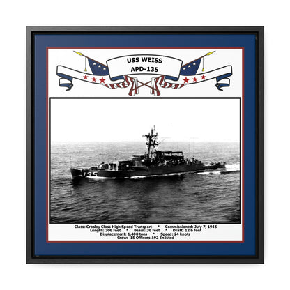 USS Weiss APD-135 Navy Floating Frame Photo Front View