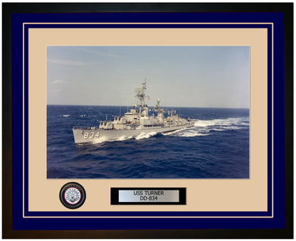 USS TURNER DD-834 Framed Navy Ship Photo Blue