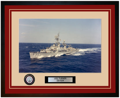 USS TURNER DD-834 Framed Navy Ship Photo Burgundy
