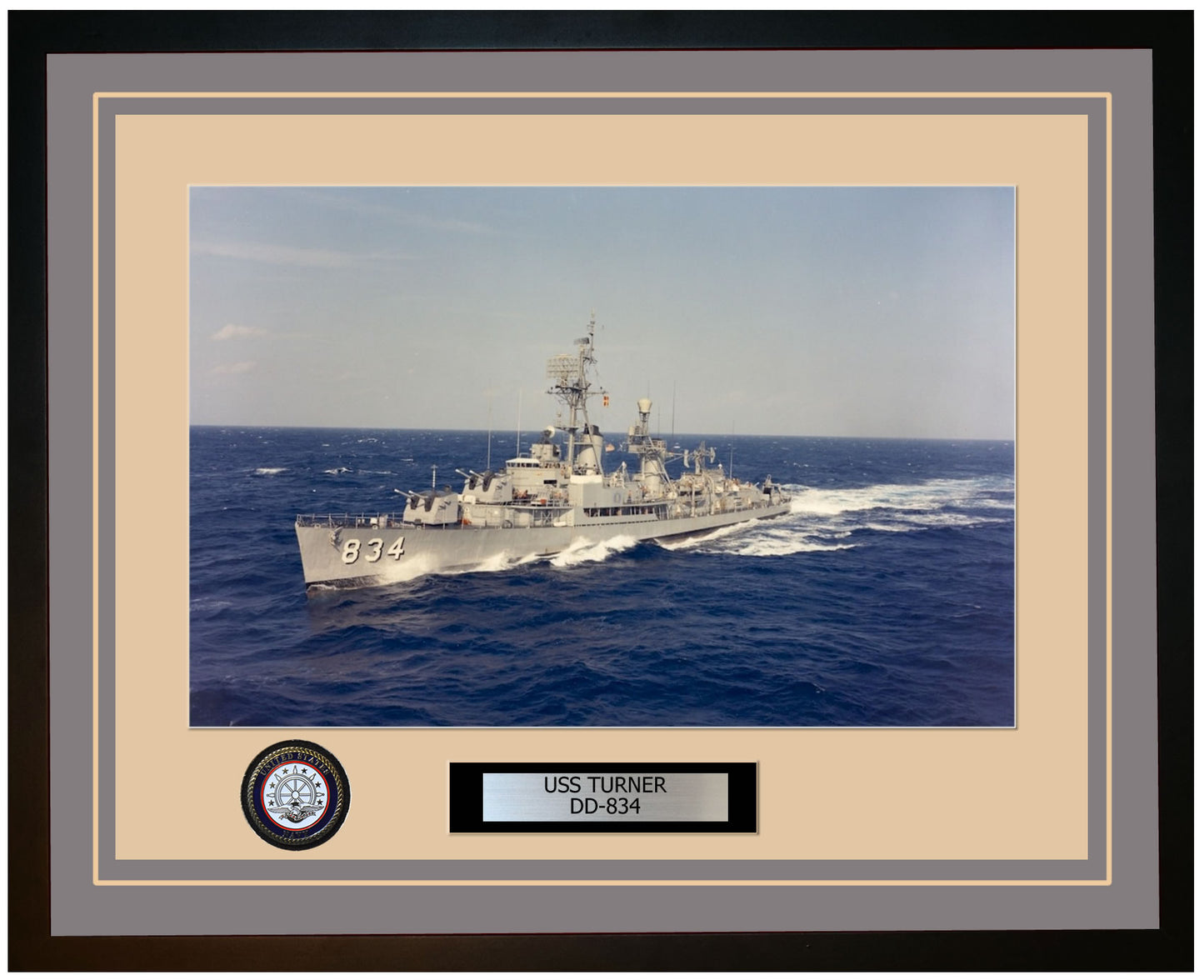 USS TURNER DD-834 Framed Navy Ship Photo Grey