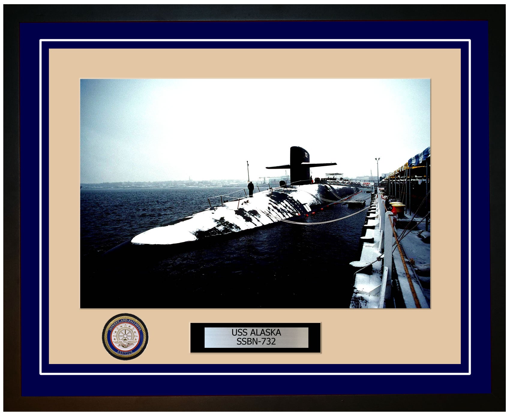USS Alaska SSBN-732 Framed Navy Ship Photo Blue