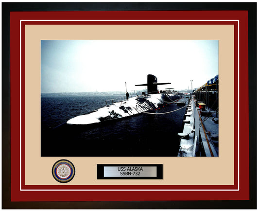 USS Alaska SSBN-732 Framed Navy Ship Photo Burgundy