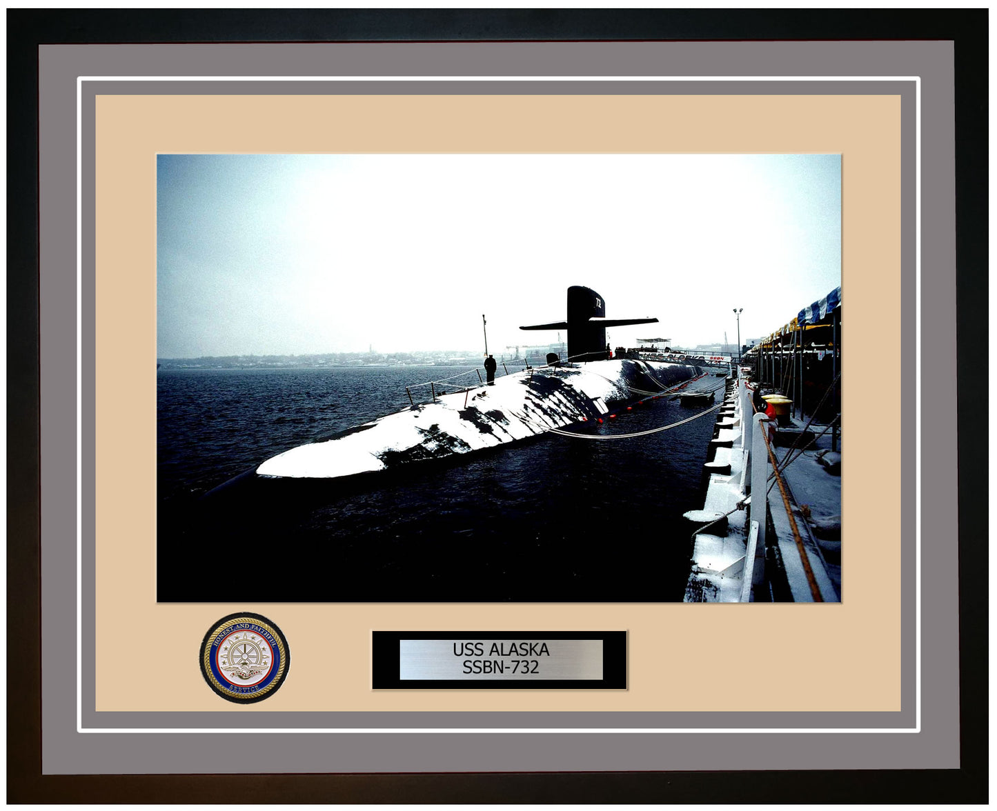 USS Alaska SSBN-732 Framed Navy Ship Photo Grey